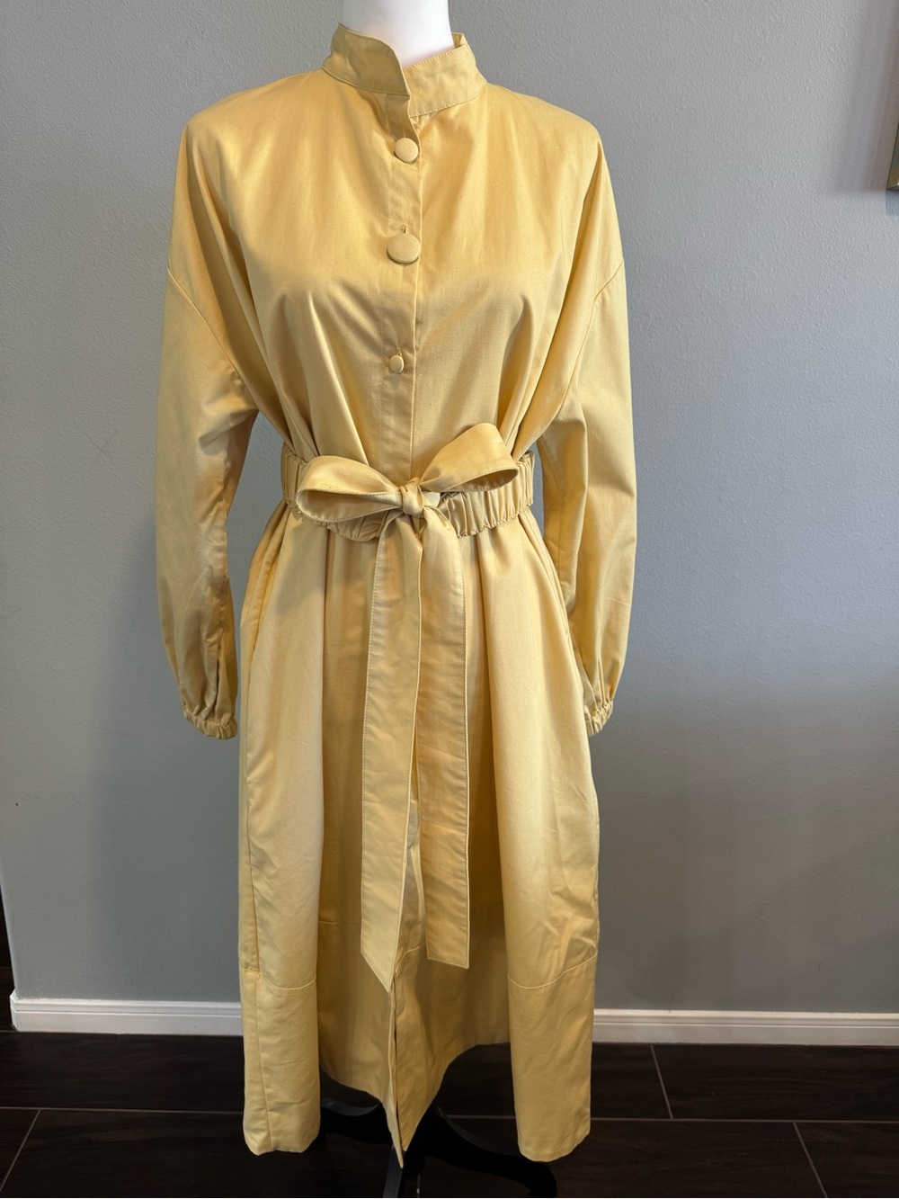 Delfina Balda Belted Long Sleeve Shirt Midi Dress Contemporary Chic Minimalist M